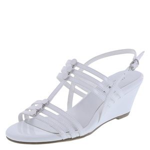 Comfort Plus White Mid-Wedge Sandals